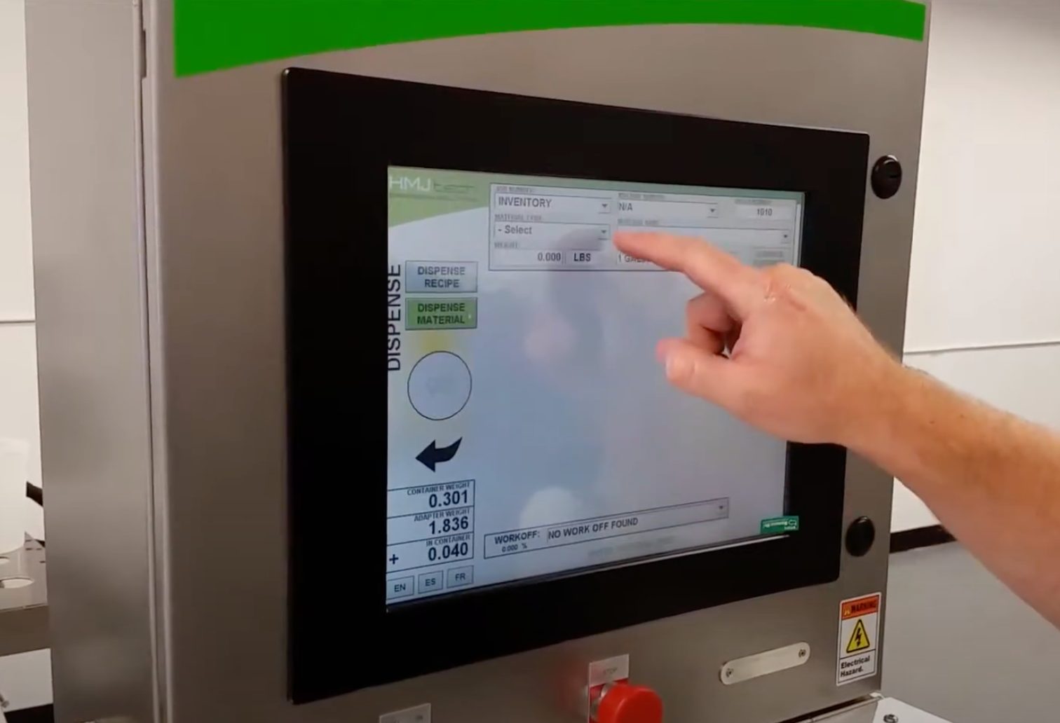 using HMJ tech easy to use software screen for dispensing